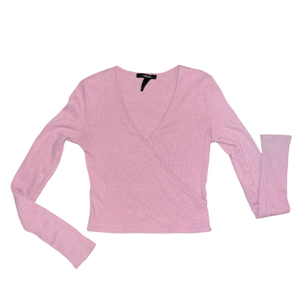 Size S Forever21 Pink Long Sleeve Crop Top